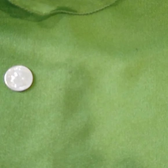 Vintage Blouse 60s Phillips 66 Green Chiffon Clown Ruffle Special Occasion NOS - Picture 7 of 9